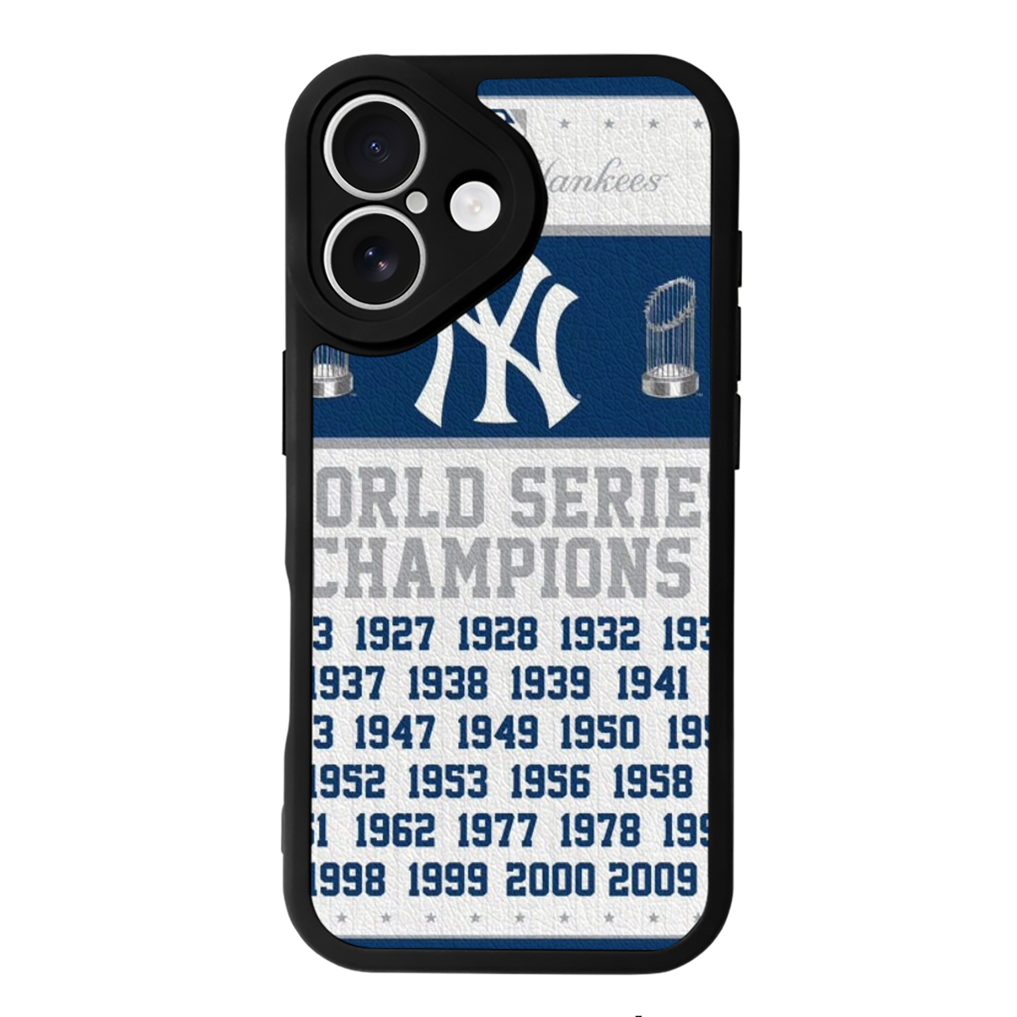 New York Yankees WS Champions Years IPhone 16 Silicone Leather Case – UV Print, Lambskin Texture – Perfect Fit, Wireless Charging Compatible, Scratch Resistant, Precise Cutouts – Stylish Protection For IPhone 16